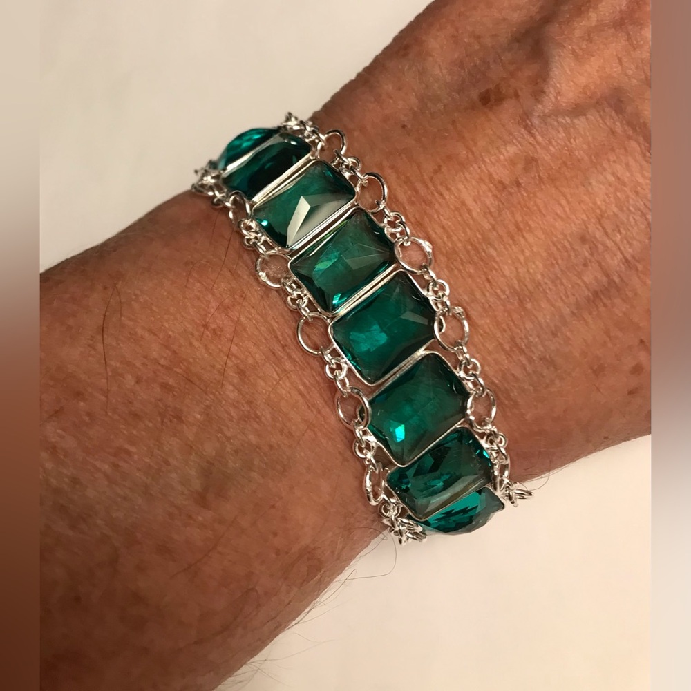 Tourmaline Stamped 925 Sterling Silver Bracelet